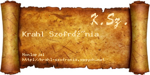 Krahl Szofrónia névjegykártya